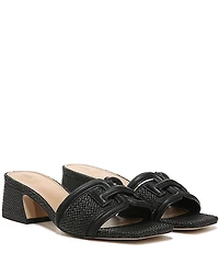 Sam Edelman Waylon Leather and Raffia Double E Logo Slide Sandals