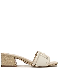 Sam Edelman Waylon Pebbled Leather and Raffia Double E Logo Slide Sandals