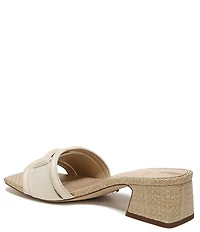 Sam Edelman Waylon Pebbled Leather and Raffia Double E Logo Slide Sandals