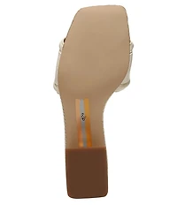 Sam Edelman Waylon Pebbled Leather and Raffia Double E Logo Slide Sandals