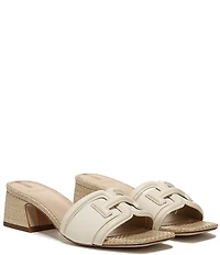 Sam Edelman Waylon Pebbled Leather and Raffia Double E Logo Slide Sandals