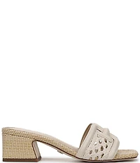 Sam Edelman Waylon Woven Raffia and Leather Double E Logo Slide Sandals