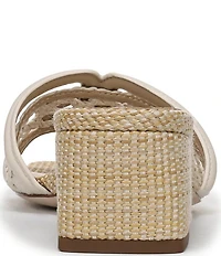 Sam Edelman Waylon Woven Raffia and Leather Double E Logo Slide Sandals