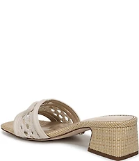 Sam Edelman Waylon Woven Raffia and Leather Double E Logo Slide Sandals
