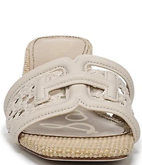 Sam Edelman Waylon Woven Raffia and Leather Double E Logo Slide Sandals