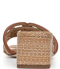 Sam Edelman Waylon Woven Raffia and Leather Double E Logo Slide Sandals