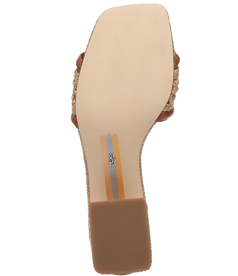 Sam Edelman Waylon Woven Raffia and Leather Double E Logo Slide Sandals