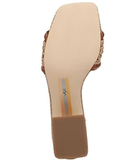 Sam Edelman Waylon Woven Raffia and Leather Double E Logo Slide Sandals