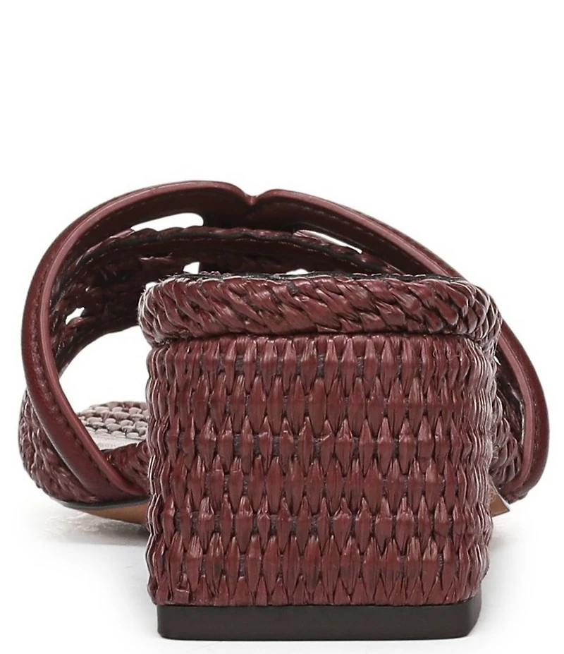 Sam Edelman Waylon Woven Raffia and Leather Double E Logo Slide Sandals