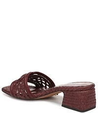 Sam Edelman Waylon Woven Raffia and Leather Double E Logo Slide Sandals