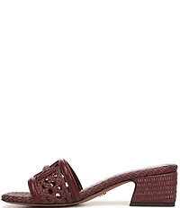 Sam Edelman Waylon Woven Raffia and Leather Double E Logo Slide Sandals