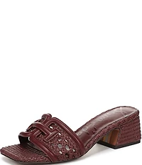 Sam Edelman Waylon Woven Raffia and Leather Double E Logo Slide Sandals