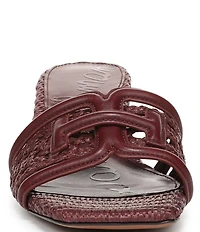 Sam Edelman Waylon Woven Raffia and Leather Double E Logo Slide Sandals