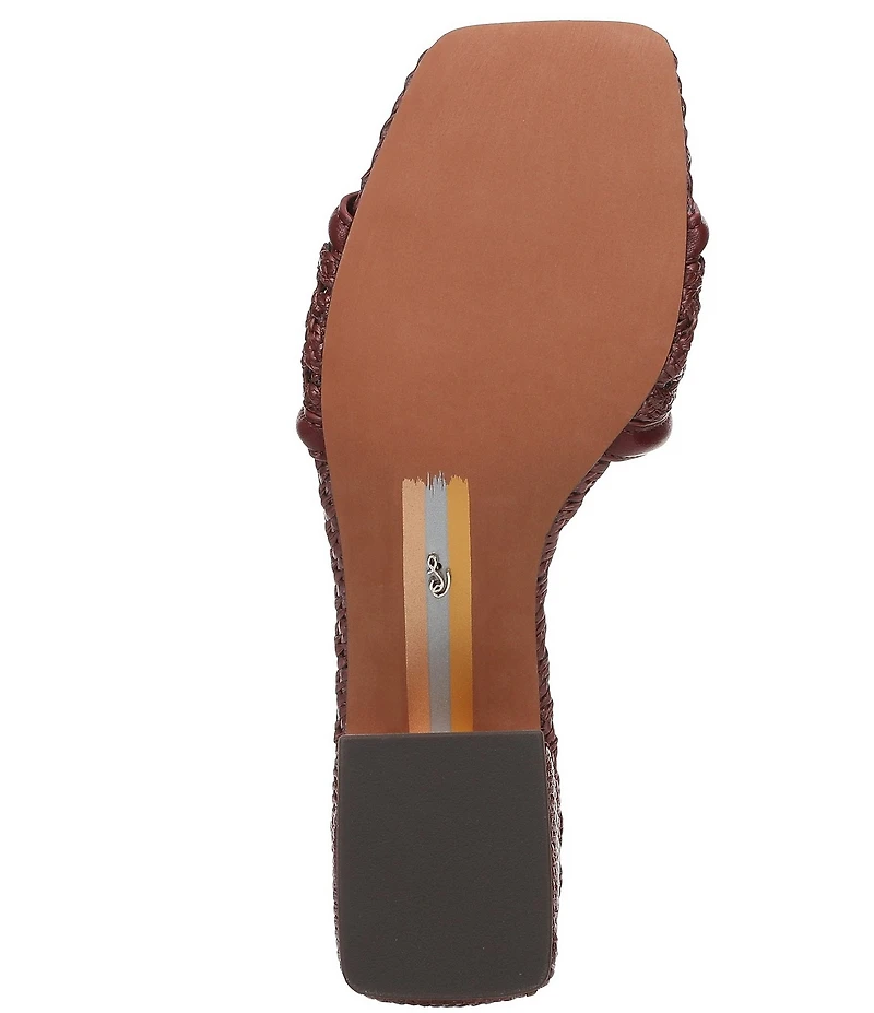 Sam Edelman Waylon Woven Raffia and Leather Double E Logo Slide Sandals