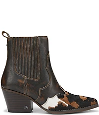 Sam Edelman West Leather and Cow Print Calf Hair Western Inspired Booties