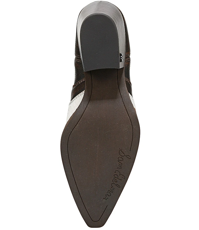 Sam Edelman West Leather and Cow Print Calf Hair Western Inspired Booties