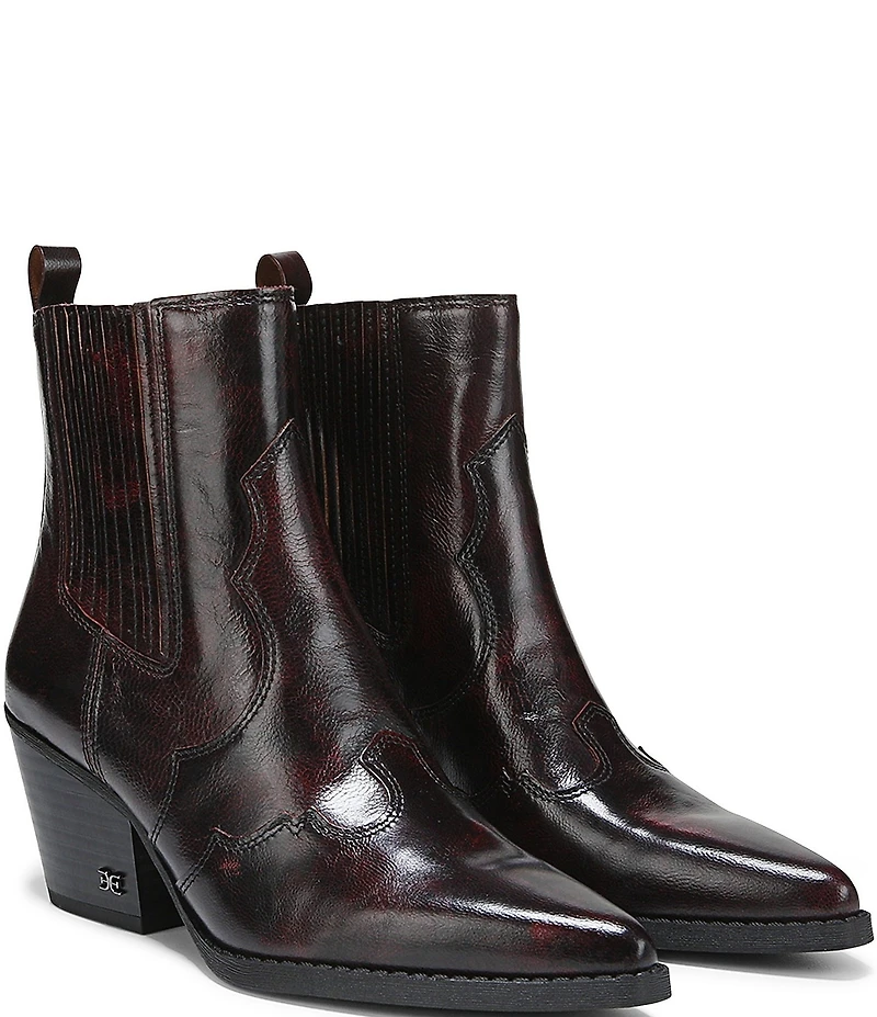 Sam Edelman West Leather Western Inspired Booties