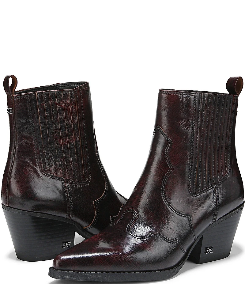 Sam Edelman West Leather Western Inspired Booties