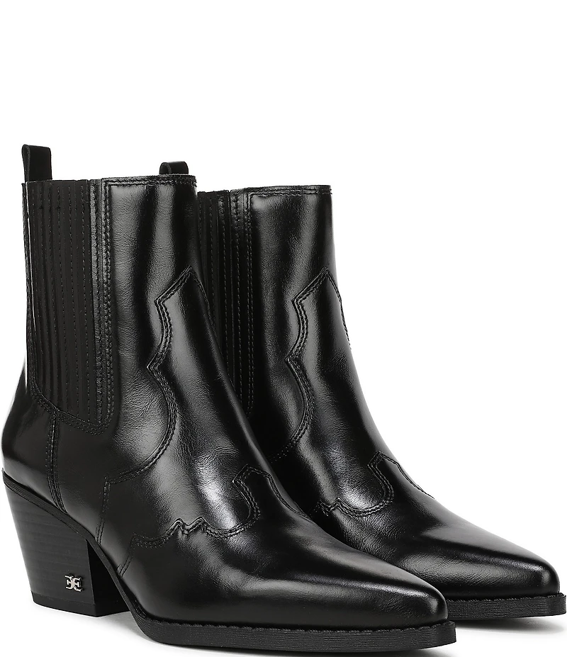 Sam Edelman West Leather Western Inspired Booties