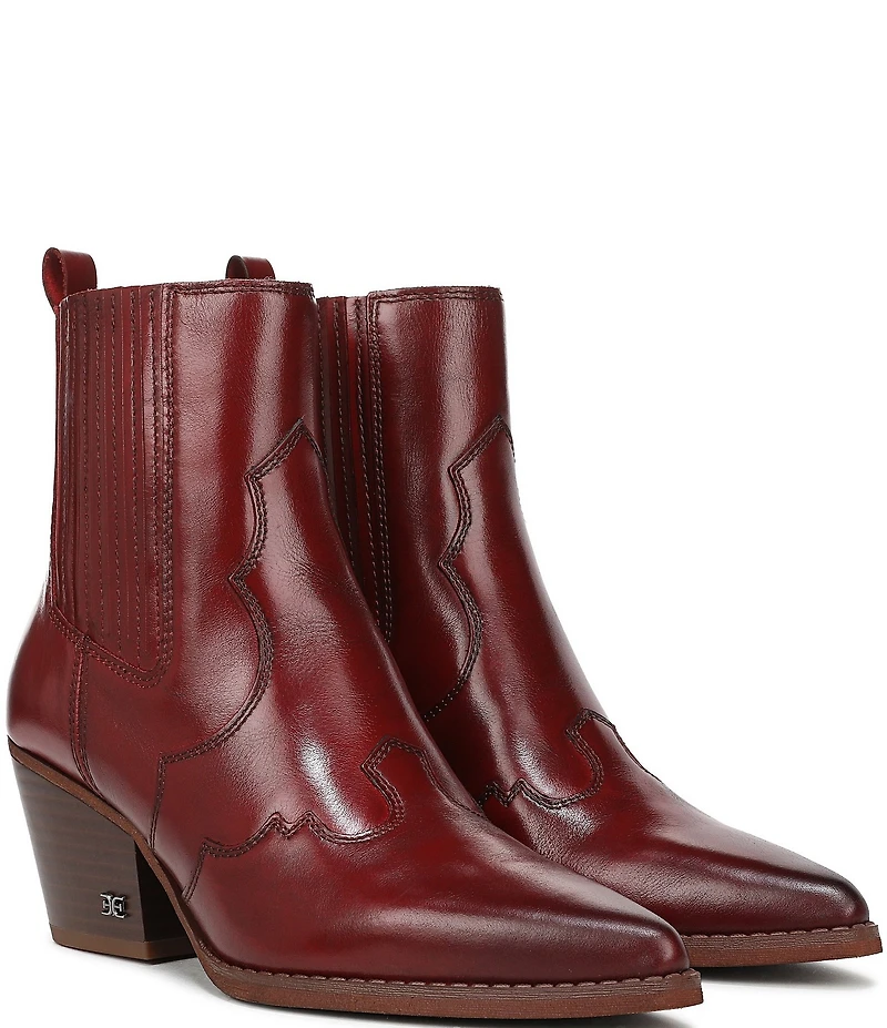 Sam Edelman West Leather Western Inspired Booties