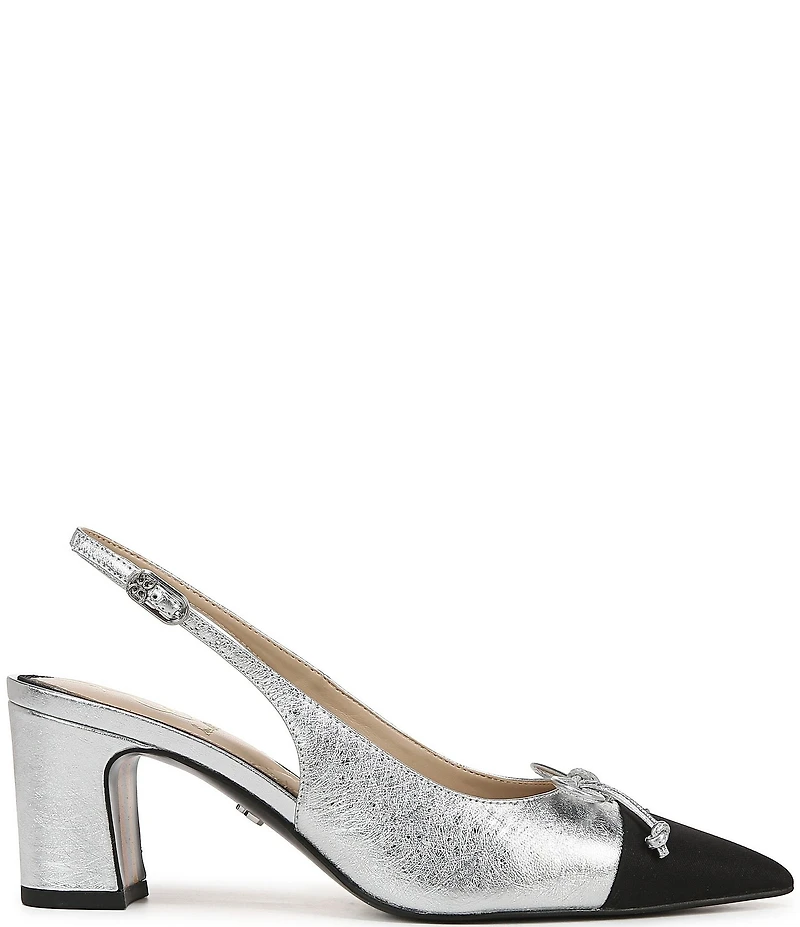Sam Edelman Willette Metallic Leather Pointed Toe Slingback Pumps