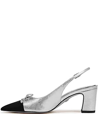 Sam Edelman Willette Metallic Leather Pointed Toe Slingback Pumps