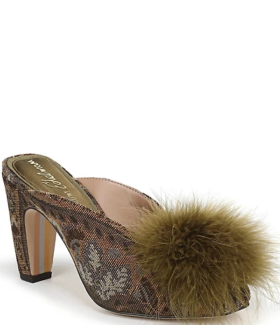 Sam Edelman Witney Floral Fabric Pom Detail Peep Toe Dress Mules