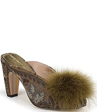 Sam Edelman Witney Floral Fabric Pom Detail Peep Toe Dress Mules