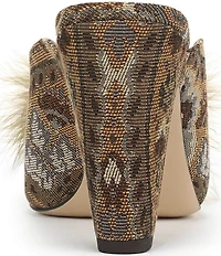 Sam Edelman Witney Floral Fabric Pom Detail Peep Toe Dress Mules
