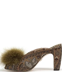 Sam Edelman Witney Floral Fabric Pom Detail Peep Toe Dress Mules