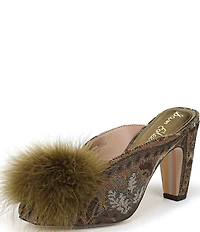 Sam Edelman Witney Floral Fabric Pom Detail Peep Toe Dress Mules