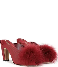 Sam Edelman Witney Silk Fabric Pom Detail Peep Toe Dress Mules