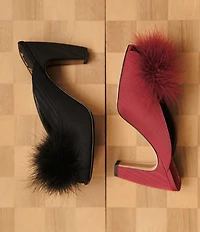 Sam Edelman Witney Silk Fabric Pom Detail Peep Toe Dress Mules