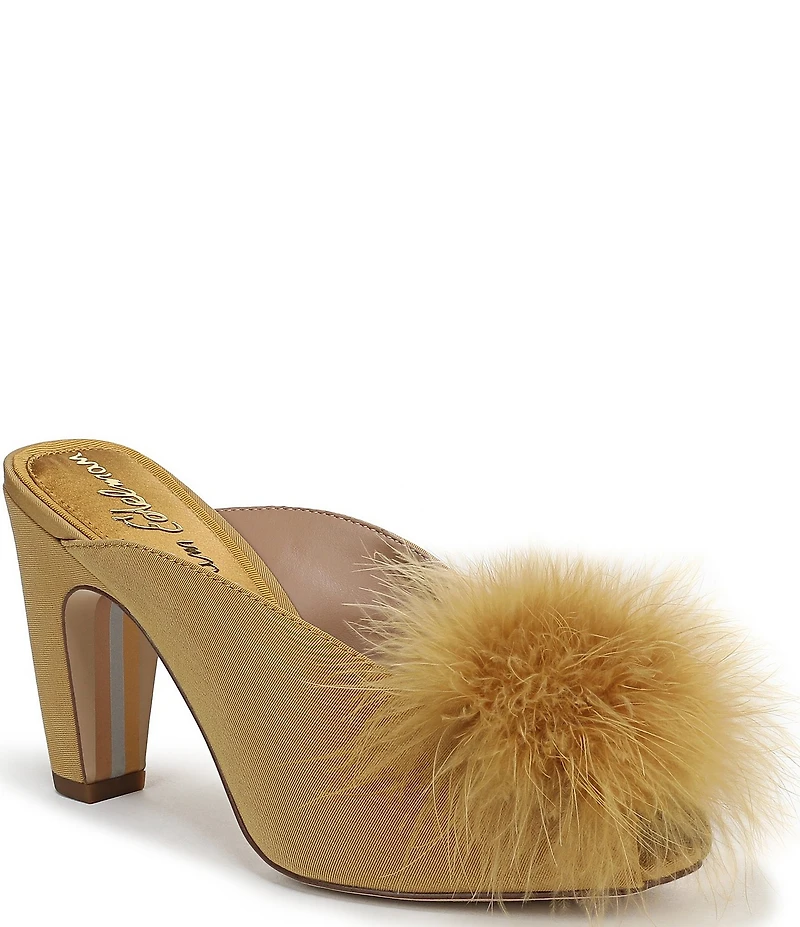 Sam Edelman Witney Silk Fabric Pom Detail Peep Toe Dress Mules