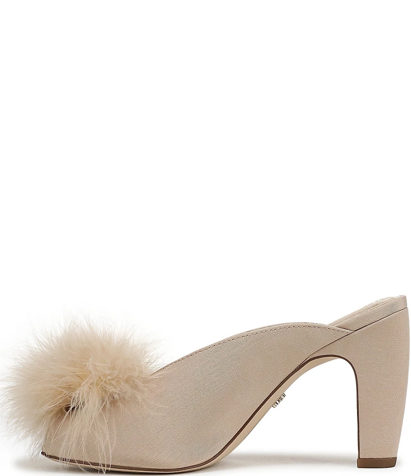 Sam Edelman Witney Silk Fabric Pom Detail Peep Toe Dress Mules