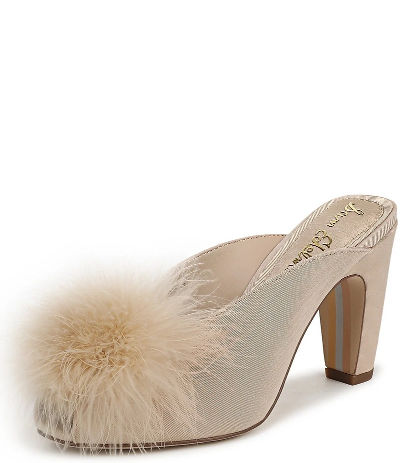 Sam Edelman Witney Silk Fabric Pom Detail Peep Toe Dress Mules