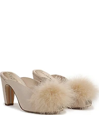 Sam Edelman Witney Silk Fabric Pom Detail Peep Toe Dress Mules