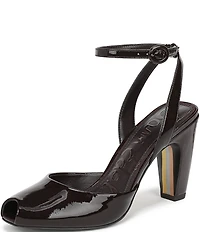 Sam Edelman Wrenna Patent Leather Peep Toe Ankle Strap Pumps