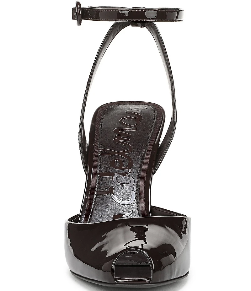 Sam Edelman Wrenna Patent Leather Peep Toe Ankle Strap Pumps