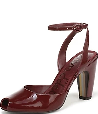 Sam Edelman Wrenna Patent Leather Peep Toe Ankle Strap Pumps