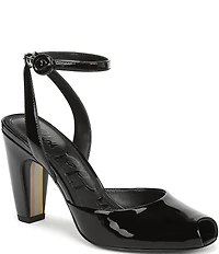 Sam Edelman Wrenna Patent Leather Peep Toe Ankle Strap Pumps