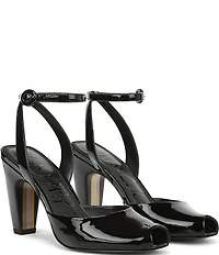 Sam Edelman Wrenna Patent Leather Peep Toe Ankle Strap Pumps
