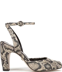 Sam Edelman Wrenna Snake Skin Leather Peep Toe Ankle Strap Pumps