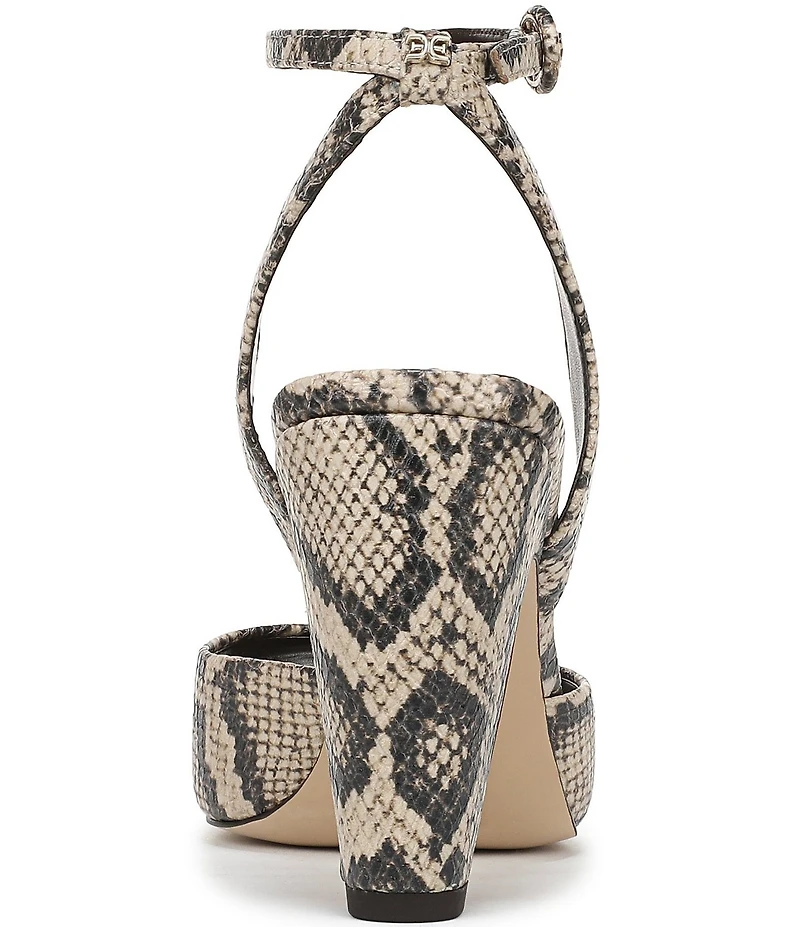 Sam Edelman Wrenna Snake Skin Leather Peep Toe Ankle Strap Pumps