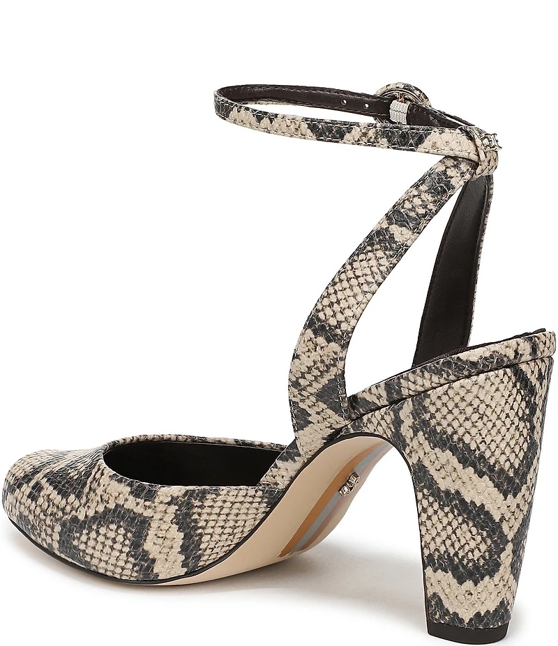 Sam Edelman Wrenna Snake Skin Leather Peep Toe Ankle Strap Pumps