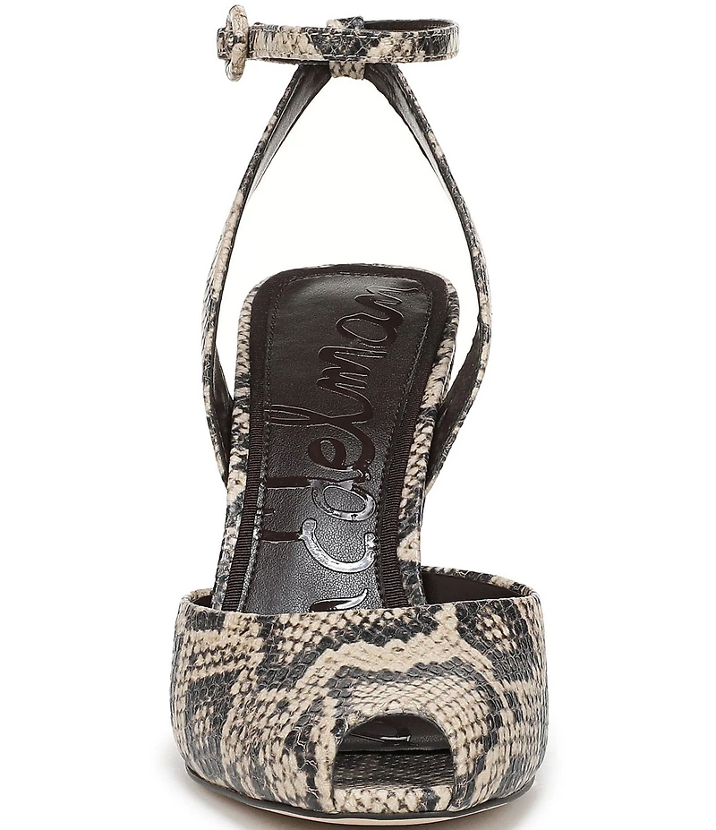 Sam Edelman Wrenna Snake Skin Leather Peep Toe Ankle Strap Pumps
