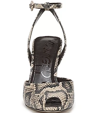 Sam Edelman Wrenna Snake Skin Leather Peep Toe Ankle Strap Pumps