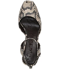 Sam Edelman Wrenna Snake Skin Leather Peep Toe Ankle Strap Pumps