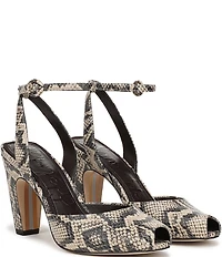 Sam Edelman Wrenna Snake Skin Leather Peep Toe Ankle Strap Pumps
