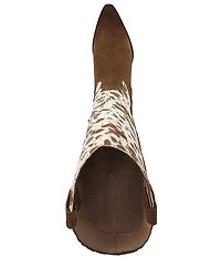 Sam Edelman Wyatt Cow Print Calf Hair and Suede Point Toe Tall Western Boots